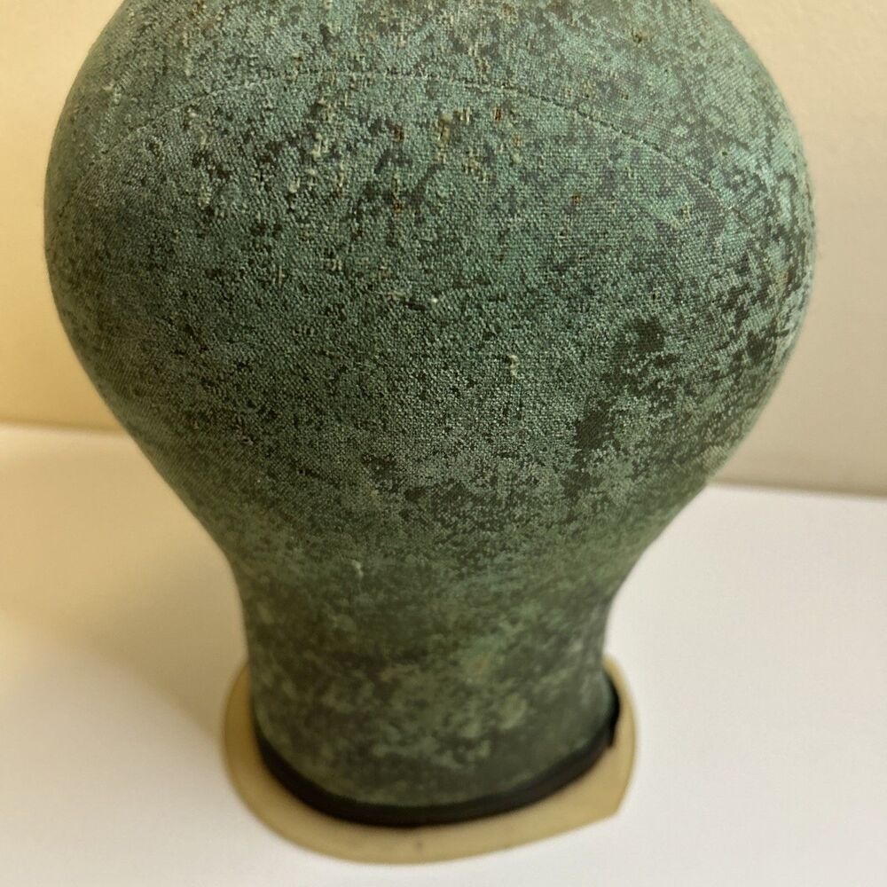 Vintage Millinery Cloth Mannequin Head Wig Hat Block Form Stand Display Green - Picture 3 of 12